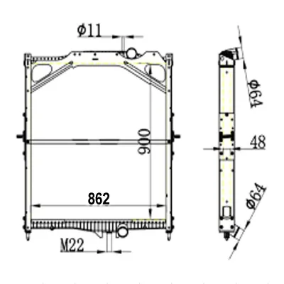 Radiator intercooler Volvo FH, FH II, FH12, FH16, FH16 II, NH12 900x862x48mm cod OEM 20722440, B01036012 - imagine 7