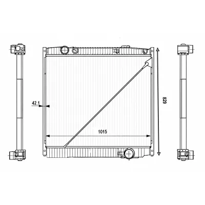 Radiator racire apa motor Mercedes-Benz Actros, Actros MP2, MP3 cu rama 829x1015x42.1mm cod OEM 9425001203, 9425002303, 9425002803, 9425002903, 39425001203 - imagine 7