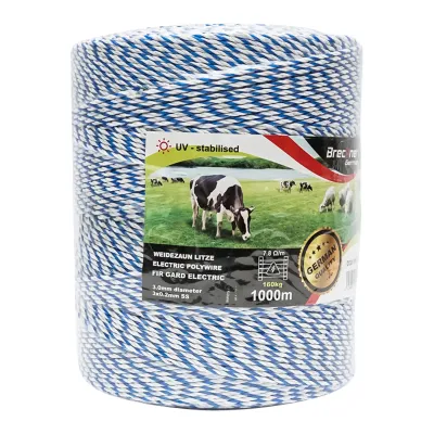 Rola fir alb-albastru fi 3mm. 3x0.2mm. SS, 7,8 Ohm/m, 1000m gard electric Breckner Germany - imagine 3