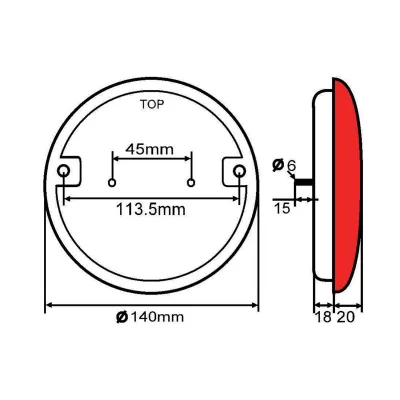 Lampa ceata LED rosie cu semnalizare fi 140mm - imagine 5