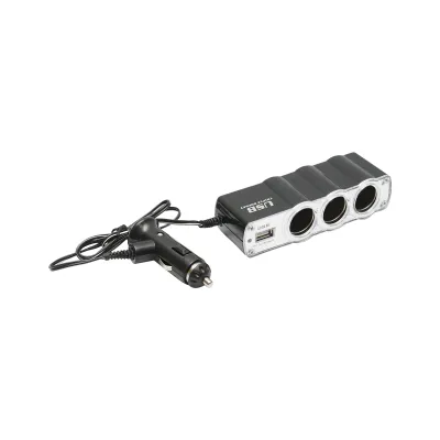 Adaptor triplu bricheta si 1 port usb cu cablu 1m - imagine 4