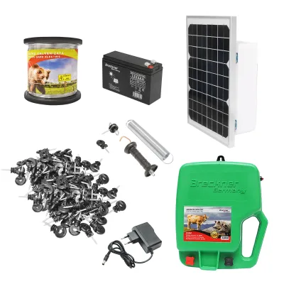 Kit gard electric DC 12/220V, 4.5 Joule,lungime fir 1000m cu panou solar 20W Breckner Germany