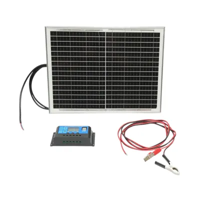 Panou solar 20W fotovoltaic monocristalin 400x300x17mm, regulator de incarcare 12/24V 10Ah, cablu 1.5/2m Breckner Germany