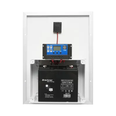 Panou solar 20W fotovoltaic monocristalin 460x350x135mm cu baterie 12V/17Ah, regulator 12/24V 10Ah si 2x port USB Breckner Germany - imagine 5