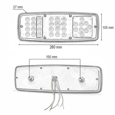Set lampi spate camion LED 24V 280x105x27mm Breckner Germany - imagine 3