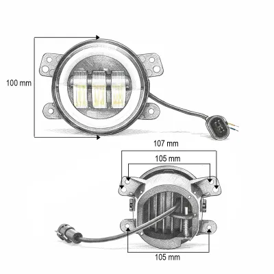 Set 2 proiectoare ceata LED cu DRL Angel Eyes 10-60V 30W, 3 functii alb/galben, lumina de zi, ceata si semnalizare Breckner Germany - imagine 4