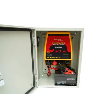 Aparat generator impulsuri 12 Joule, DC12V/220V cu panou solar 30W si baterie 12V 12Ah cutie din inox pentru gard electric Breckner Germany - imagine 5