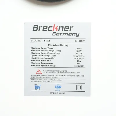 Panou solar 200W fotovoltaic monocristalin cu conector tip MC4 1250x765x30mm Breckner Germany - imagine 3
