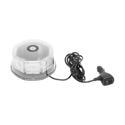 Lampa avertizare rotunda, girofar cu 32 zone LED-uri SMD lumina galbena, prindere magnetica, intrerupator ON/OFF cu indicator luminos, 12V/24V Breckner Germany - imagine 2