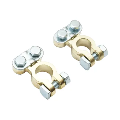 Set borne baterie de bronz cu strangere pe surub - imagine 3