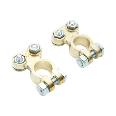 Set borne baterie de bronz cu strangere pe surub - imagine 4