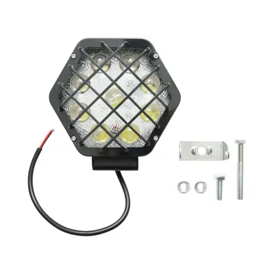 Lampa proiector hexagonal cu grilaj metalic negru, 9 LED-uri, unghi de radiere 30, DC 10-80V 27W Breckner Germany - imagine 3