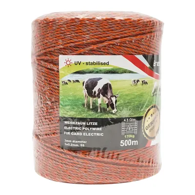 Rola fir portocaliu-maro fi 3mm 5x0.2mm SS, rezistenta 4.5 Ohm/m, 500m gard electric Breckner Germany - imagine 3