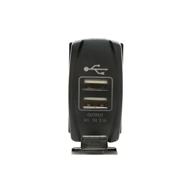 Incarcator universal 12/24V cu doua porturi USB, tensiune de iesire 5V/3.1A DC (montaj in Tablou bord; grila, etc.)  incarcare rapida 