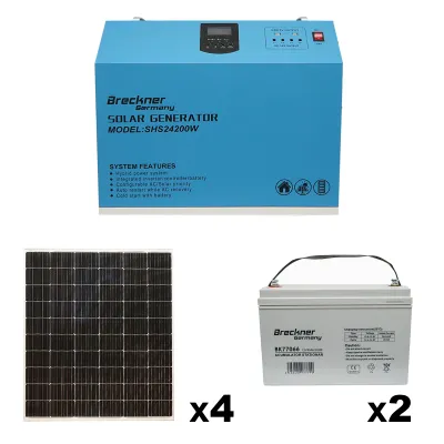Kit sistem solar fotovoltaic mobil, cu invertor Hybrid PMW 1,6KW , panouri de 300W, si acumulatori 85Ah Breckner Germany
