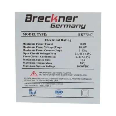 Panou solar 100W fotovoltaic monocristalin 830x580x30mm Breckner Germany - imagine 7