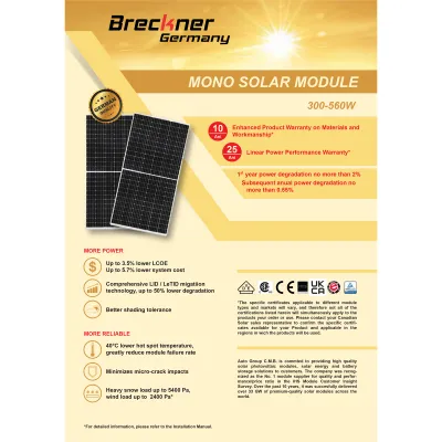 Panou solar 410W fotovoltaic monocristalin 37V cablu si conector MC4 1722x1134x35mm Breckner Germany - imagine 7
