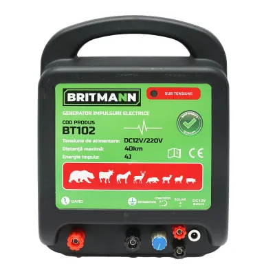 Aparat generator de impulsuri DC 12/220V, 4 Joule 40km pentru gard electric BRITMANN - imagine 2