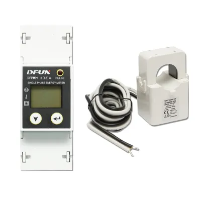 Kit releu putere DFUN DFPM91 smart meter, monofazic 220V, 63A cu siguranta digitala, transformator Split Core 600V, 50-60Hz