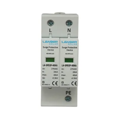 Descarcator la supratensiune cu semnalizare pentru sisteme fotovoltaice LA-SPD-2P-40kA-275V Leader
