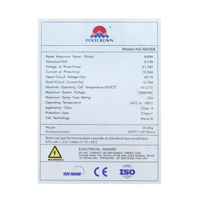 Panou solar 540W Polycrown A Grade, mono, fotovoltaic 2279x1134x35mm - imagine 4