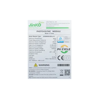 Panou solar XL JINKO Tiger Pro 460W fotovoltaic, monocristalin 1903x1134x30mm - imagine 4
