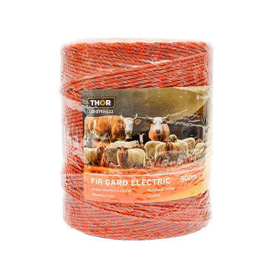 Rola fir portocaliu-maro fi 3mm insertie metalica 5x0.2mm SS, rezistenta 4.5 Ohm/m, 500m gard electric Thor - imagine 2