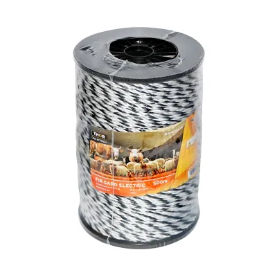 Rola fir alb-negru fi 4mm insertie metalica 3x0.2mm SS, rezistenta 9 Ohm/m, 500m gard electric Thor - imagine 3