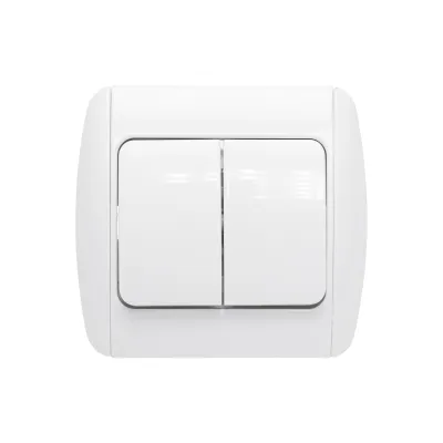 Intrerupator alb dublu ST MAKEL 220V - 250V, 10A incastrat, ceramica