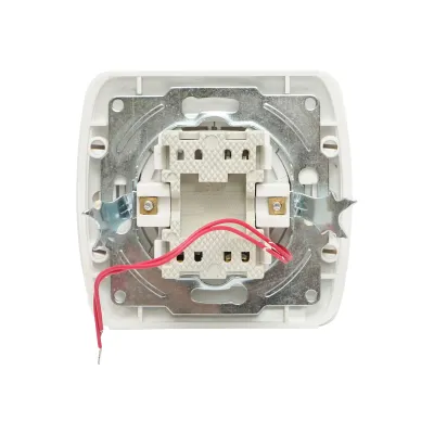 Intrerupator alb dublu ST MAKEL 220V - 250V, 10A incastrat, ceramica, cu indicator - imagine 2