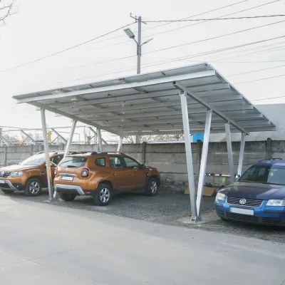 Carport 2 masini din aluminiu cu sistem, structura prinderi panouri solare fotovoltaice 8.25KW - imagine 3