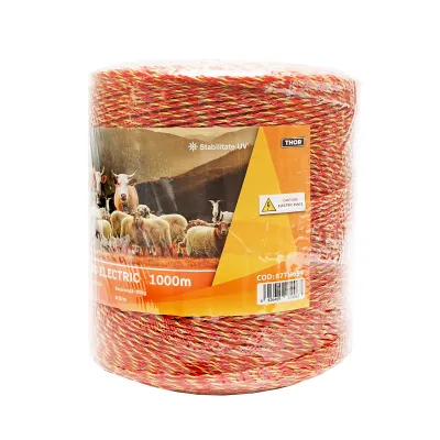 Rola fir galben-rosu fi 2mm insertie metalica 6x0.15mm SS, rezistenta 8 Ohm/m, 1000m gard electric Thor - imagine 3