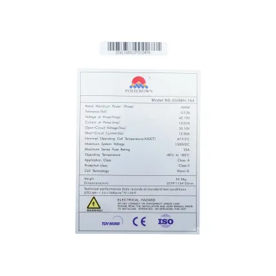 Panou solar Polycrown 550W fotovoltaic, monocristalin 2279x1134x35mm - imagine 4