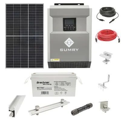 Sistem solar fotovoltaic cu invertor 3.5KW 220V Sumry OFF-GRID, hibrid, panouri Risen 440W si baterii de 150AH Breckner Germany