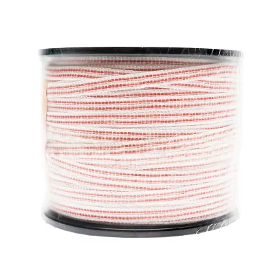 Rola banda rosu-alb 10mm insertie metalica 4x0.16mm SS, rezistenta 13 Ohm/m, 250m gard electric Thor - imagine 4