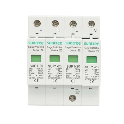 Descarcator la supratensiune cu semnalizare pentru sisteme fotovoltaice 4P, SUP1-20, 385V Suntree