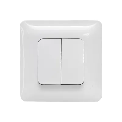 Intrerupator alb dublu ST 220V - 250V, 10A incastrat