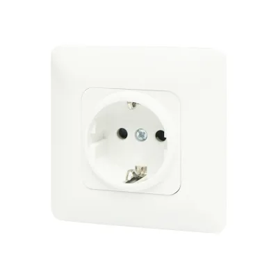 Priza Schuko simpla cu impamantare alba ST 220V - 250V, 16A incastrat - imagine 2