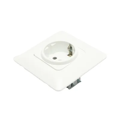 Priza Schuko simpla cu impamantare alba ST 220V - 250V, 16A incastrat - imagine 4