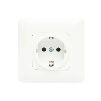 Priza Schuko simpla cu impamantare alba ST 220V - 250V, 16A incastrat
