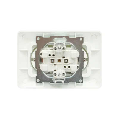 Priza Schuko dubla cu impamantare alba ST 220V - 250V, 16A incastrat - imagine 3