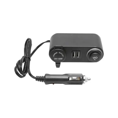 Prelungitor priza auto cu priza 24V, bricheta si 2xUSB