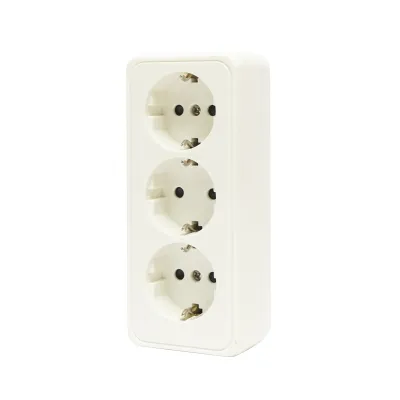 Priza Schuko cu 3 intrari, impamantare alba PT 16A, 250V aplicata cu protectie pentru copii Breckner Germany