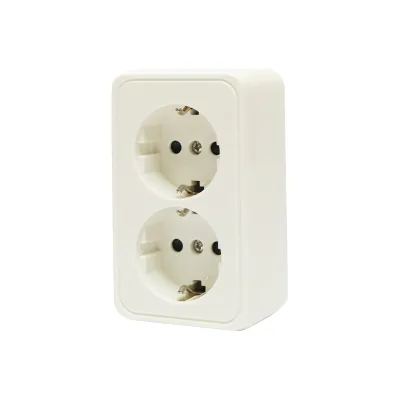 Priza Schuko dubla cu impamantare alba PT 16A, 250V aplicata cu protectie pentru copii Breckner Germany - imagine 2