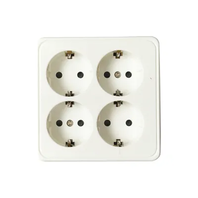 Priza Schuko cu 4 intrari, impamantare alba PT 16A, 250V aplicata cu protectie pentru copii Breckner Germany