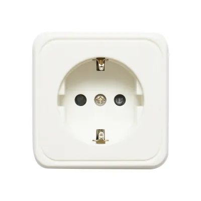 Priza Schuko cu 1 intrare, impamantare alba PT 16A, 250V aplicata cu protectie pentru copii Breckner Germany