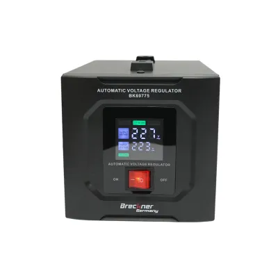 Stabilizator automat de tensiune 500VA, 300W, 140-250VAC cu releu monofazat, 1 priza Schuko 230V, afisaj LCD Breckner Germany
