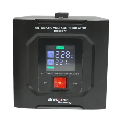Stabilizator automat de tensiune 2000VA, 1200W, 140-250VAC cu releu monofazat, 2 prize Schuko 230V, afisaj LCD Breckner Germany