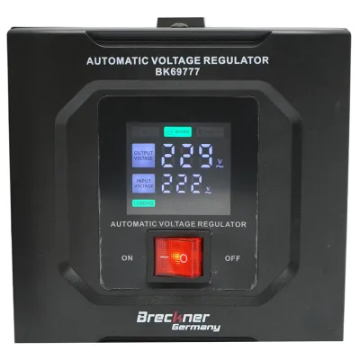 Stabilizator automat de tensiune 2000VA, 1200W, 140-250VAC cu releu monofazat, 2 prize Schuko 230V, afisaj LCD Breckner Germany - imagine 6