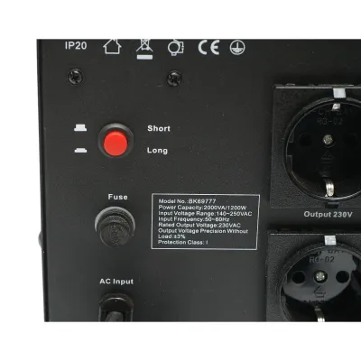 Stabilizator automat de tensiune 2000VA, 1200W, 140-250VAC cu releu monofazat, 2 prize Schuko 230V, afisaj LCD Breckner Germany - imagine 7